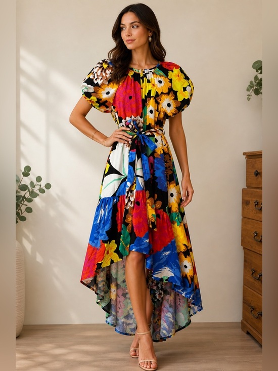 Christopher John Rogers Dresses & Skirts - Christopher john Rogers x Target high low maxi Dress with puff short sleeves